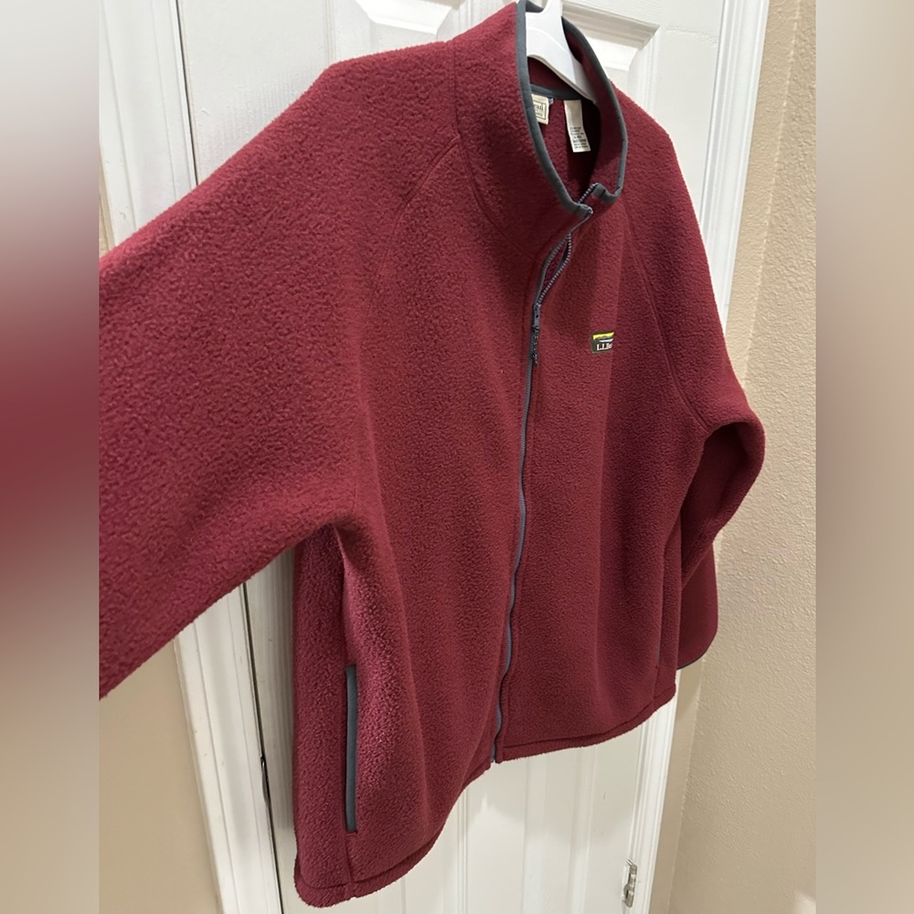 LL BEAN Maroon fleece full zip jacket size XL - Picture 10 of 11
